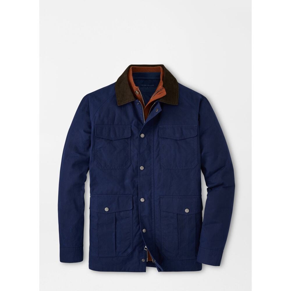 Peter Millar Waxed Cotton Safari Field Jacket - Small Navy Blue $348
